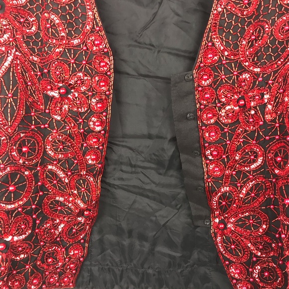 Vintage 80s Black Tie He-Ro Sequin Beaded Jacket - Picture 5 of 8